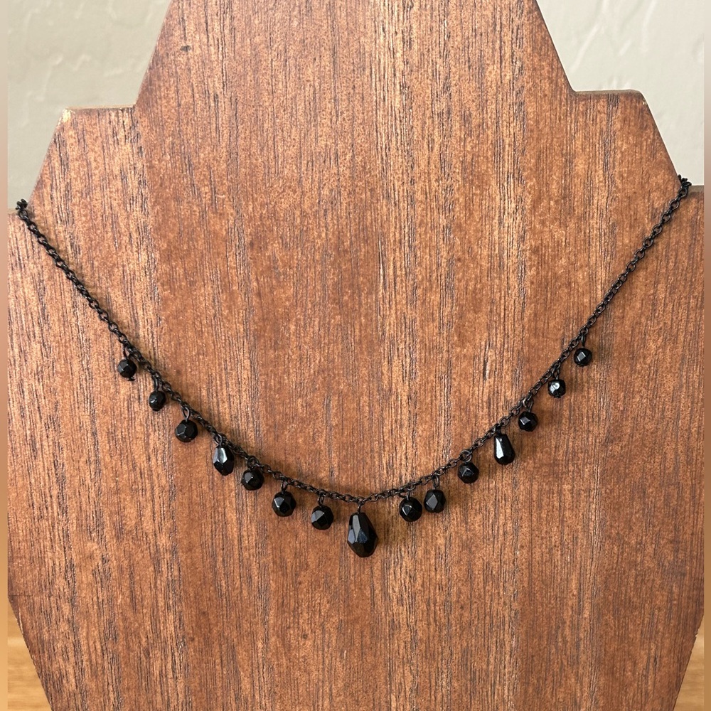 Liz Claiborne Adjustable Black Bead Necklace